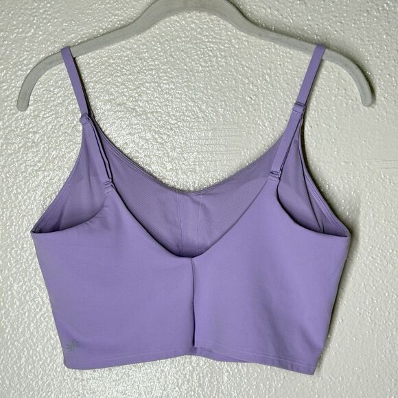 Athleta Elation V-Neck Crop Sports Bra Top in Purple M Stretch Included Cups - Picture 3 of 8